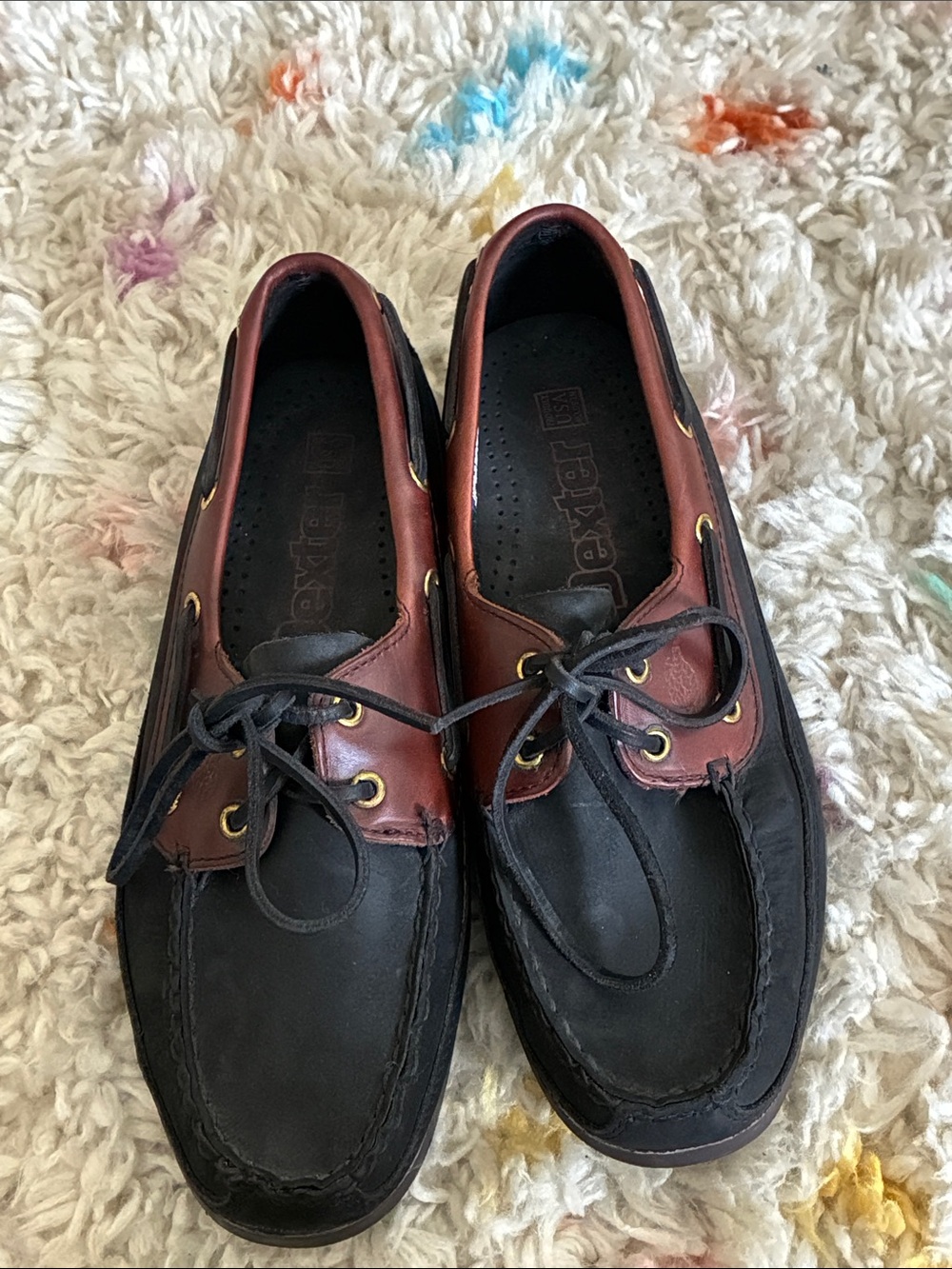 Dexter Black and Brown Leather Men’s Boat Shoes size 9 US made